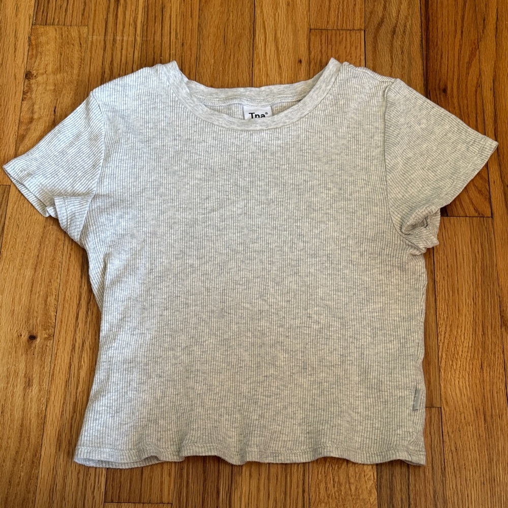 TNA Gray Ribbed Baby Tee